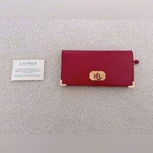 Ralph Lauren red leather continental wallet
